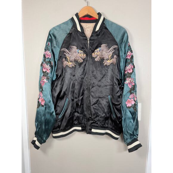 Back Street Crawler Sukajan Souvenir Reversible Satin Bomber Jacket size L - Picture 1 of 12